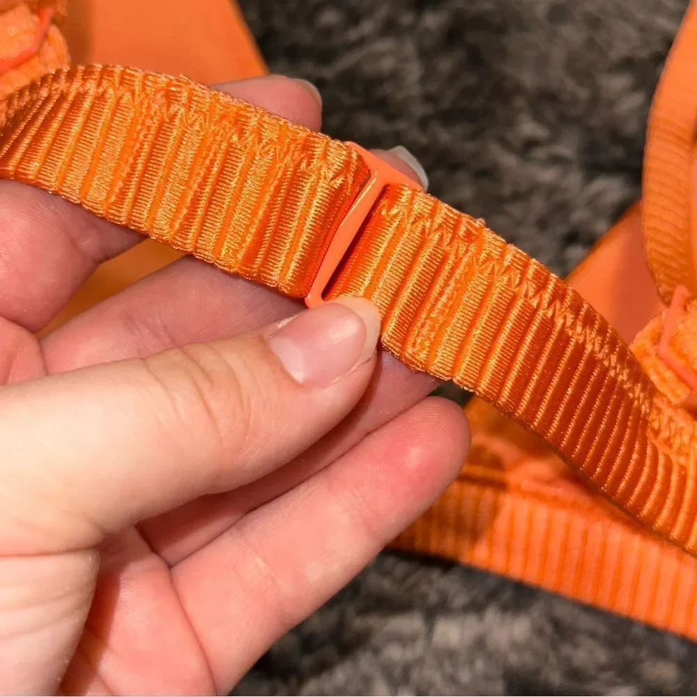Aerie Orange Shimmer Ribbed Triangle Padded Bikini Top XS Pool Lake Beach Cruise